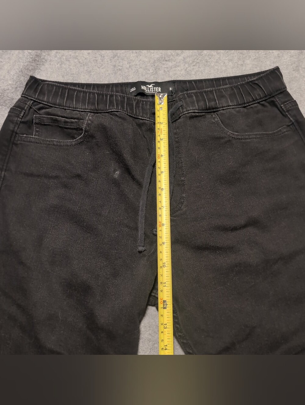HOLLISTER - Mens Skinny Jogger Size Medium Drawstring Tapered Midnight Black GUC - Picture 2 of 5